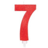 Vela 7 Vermelho Glitter Grande
